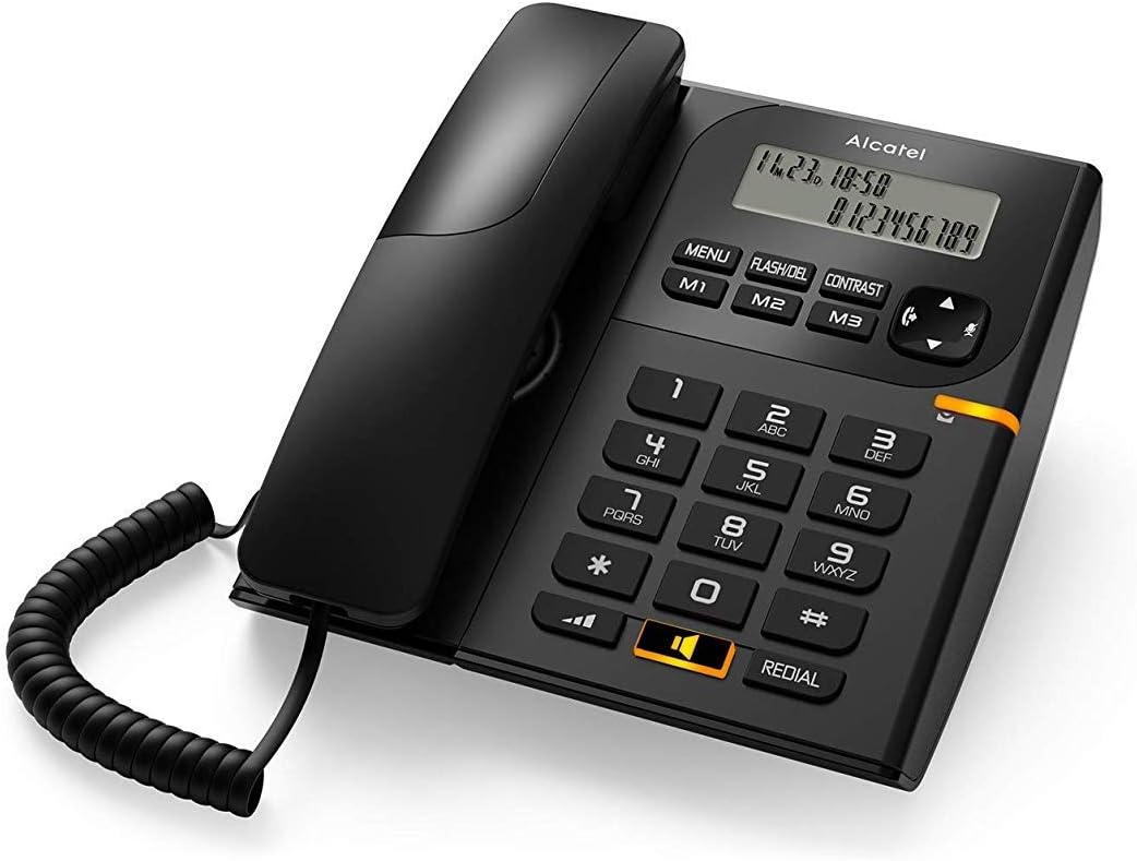 T-58 Corded Landline Phone, Landline with Caller ID and Speaker, Attractive Design (Black)