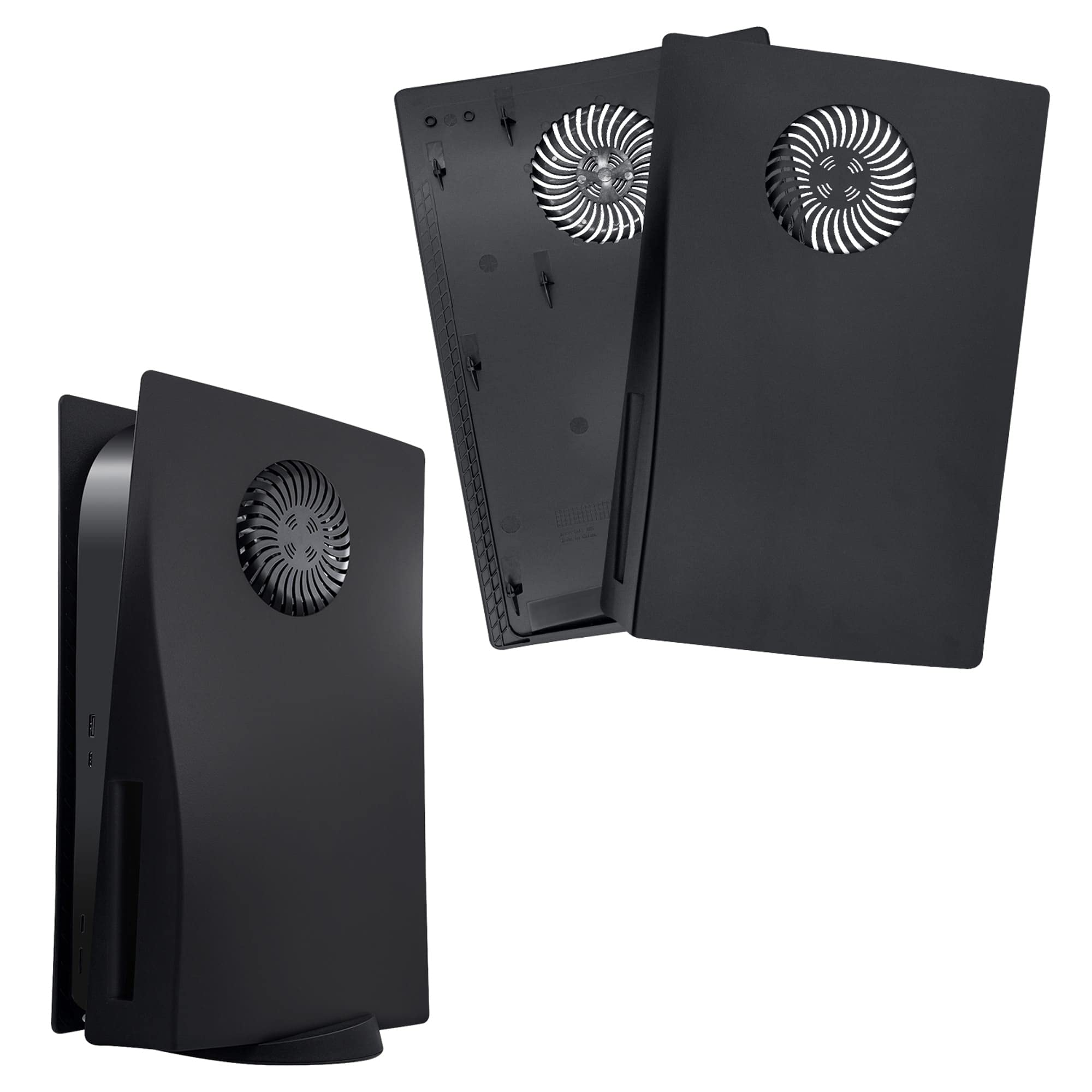 Mcbazel Placche PS5 con Slot di Raffreddamento, Piastra di Ricambio Antigraffio e Antipolvere per PS5 Disc Edition – Nero (Non compatibile con PS5 Slim/Pro)