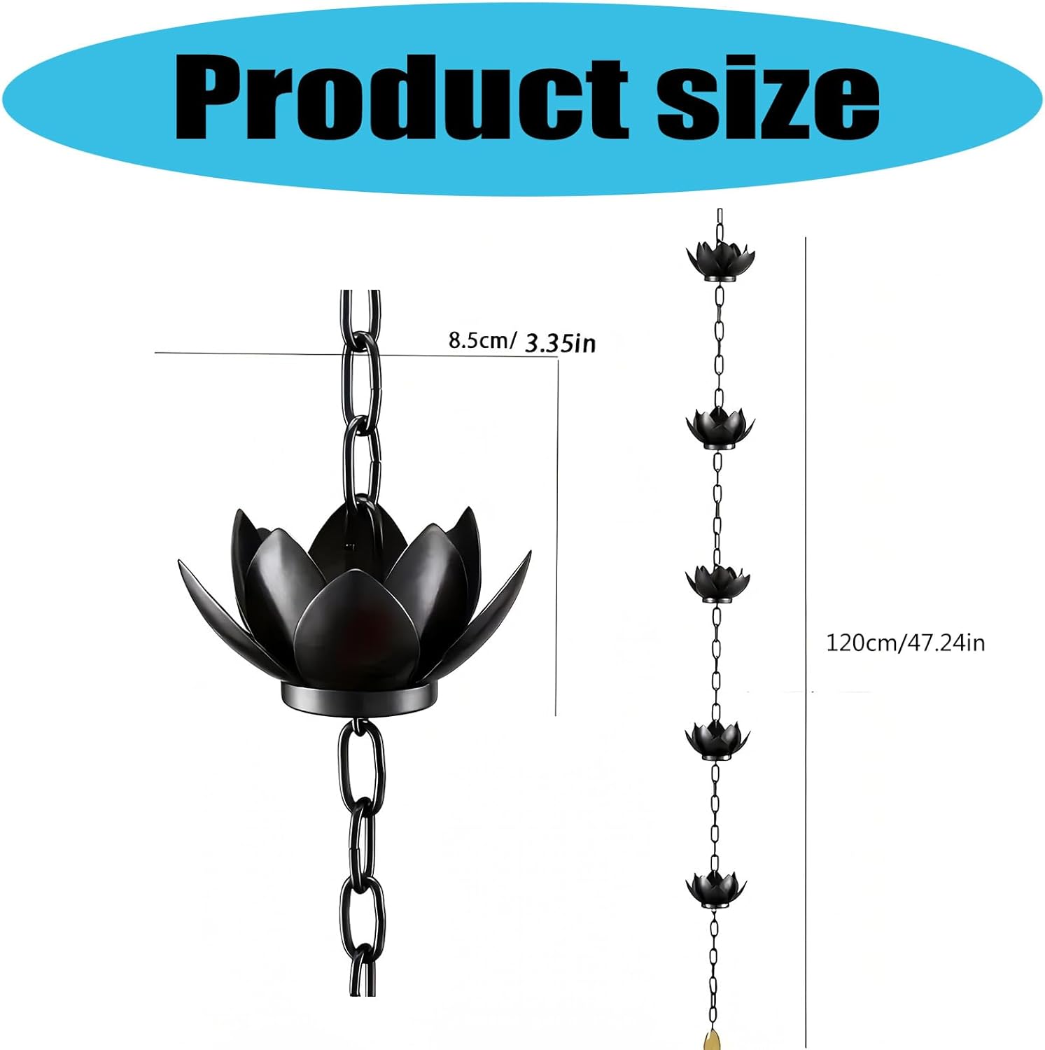 Rain Chain for Gutters Downspouts Outside Flower Rain Chain Cups Functional Decorative Replacement for Gutter Downspout Easy Maintenance