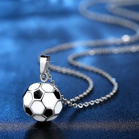 Voetbal 3D roestvrij staal charme hanger met geschenkdoos voor jongens en meisjes, ketting
