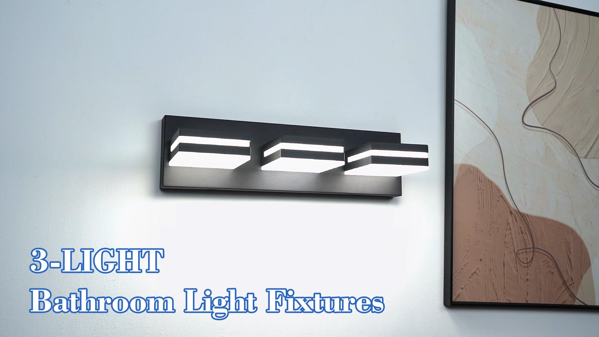 JZEKVN Modern LED Small Bathroom Lights Fixtures 3-Light,Metal