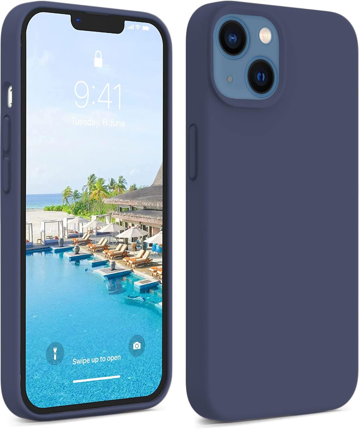 NAFS Silicone Case Compatible with iPhone 14 | Camera Protect Microfiber Lining Cover | Case Cover for iPhone 14 (Abyss Blue)