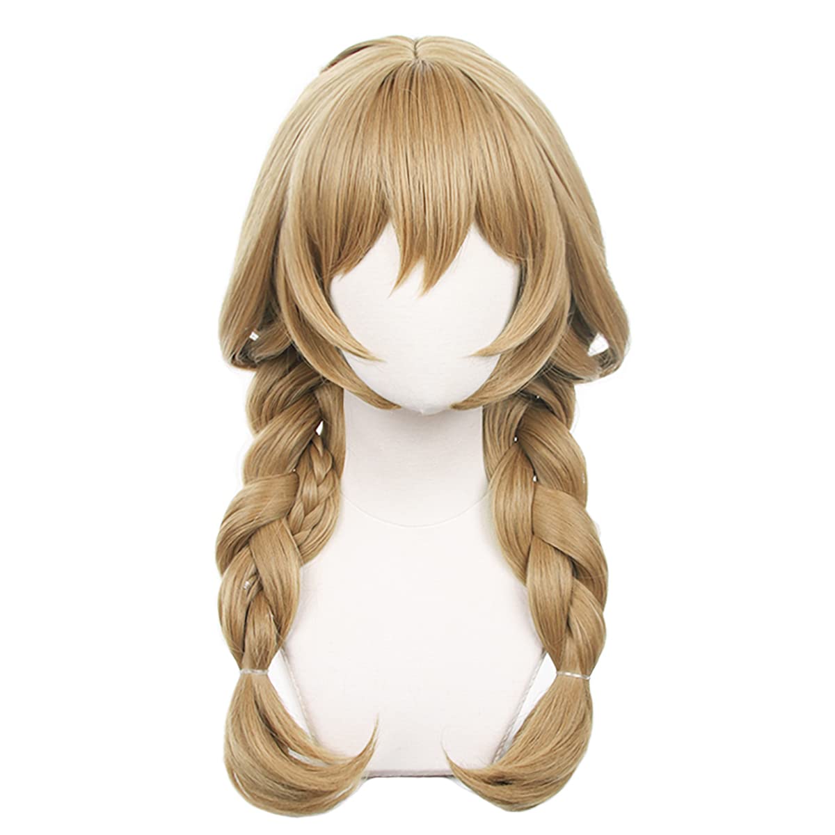 XiongXiongLe Cosplay Anime Game Wig Golden Brown Wavy Women Costume with Two Braids for Game Halloween Anime Role Party Cos Festival Christmas