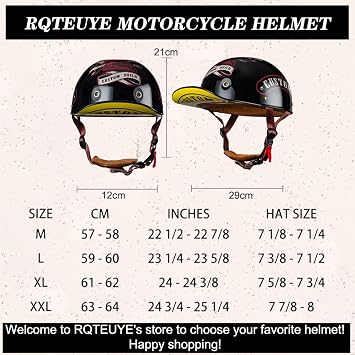 Vintage Baseball Cap Half Shell Motorcycle Helmet, Extended Retro Brim Helmet With ECE Certification, Men Women Open Face Motorbike Helmet for Cruiser Chopper Scooter M-XXL
