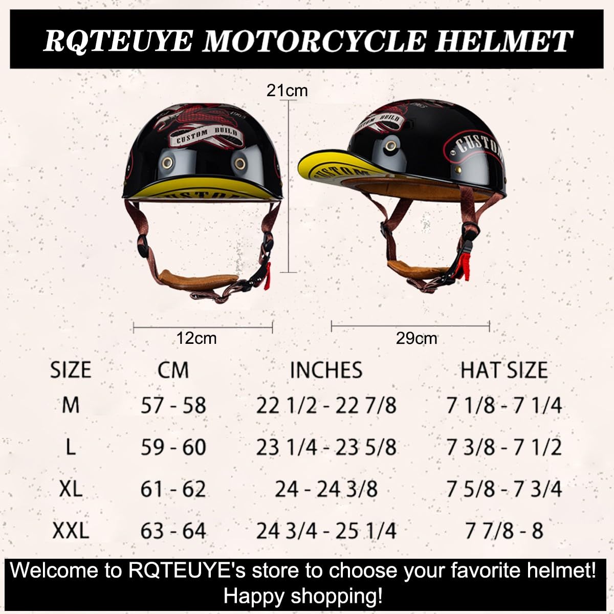 Casco Motocicleta Vintage Baseball Cap Half Shell, Casco Retro Borde Extendido ECE Homologado, Casco Motocicleta Cascos Abiertos para Hombre Mujer Cruiser Chopper Scooter M-XXL