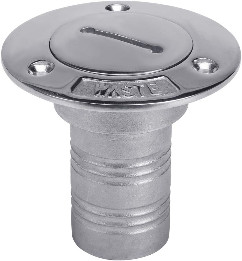 White Water 6002SPE Marine 316 Stainless Waste Deck Fill 1-1/2" Hose, 3-1/2" Flange