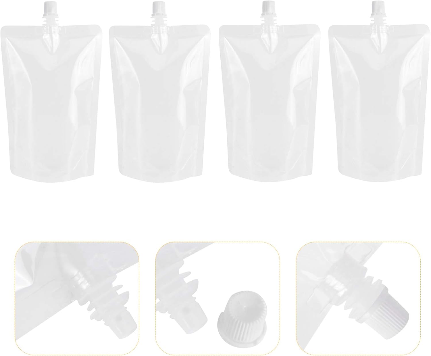 DOITOOL 50 Pcs 500Ml Transparent Plastic Beverage Flasks with Spout Seal Bags for Juice Soy Milk Liquid Packaging Portable Stand up Pouches with Screw Cap