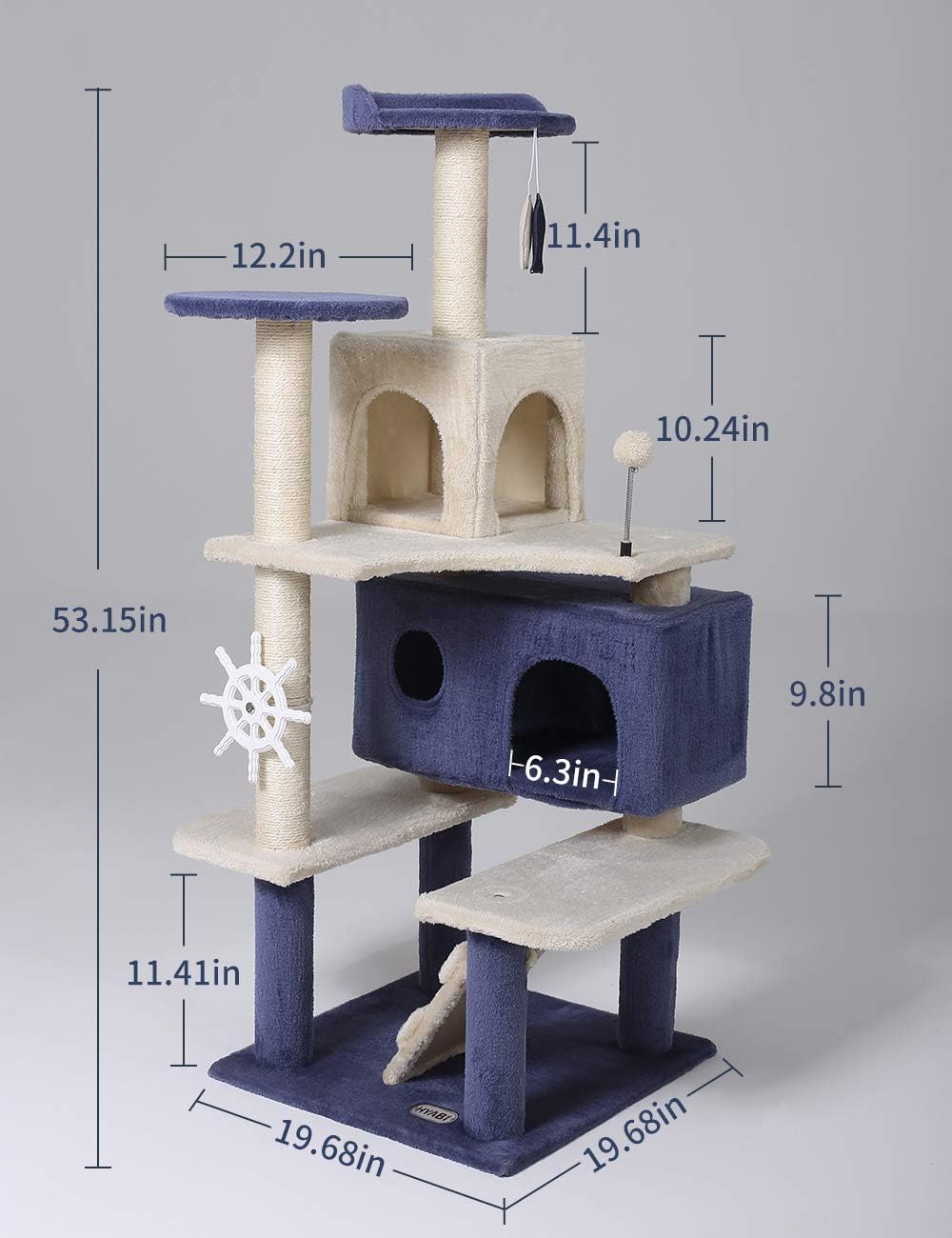 review HYABi 53 inches Multi-Level Cat Tree Comfortable Luxury Cats Perched Kitten Activity Play House