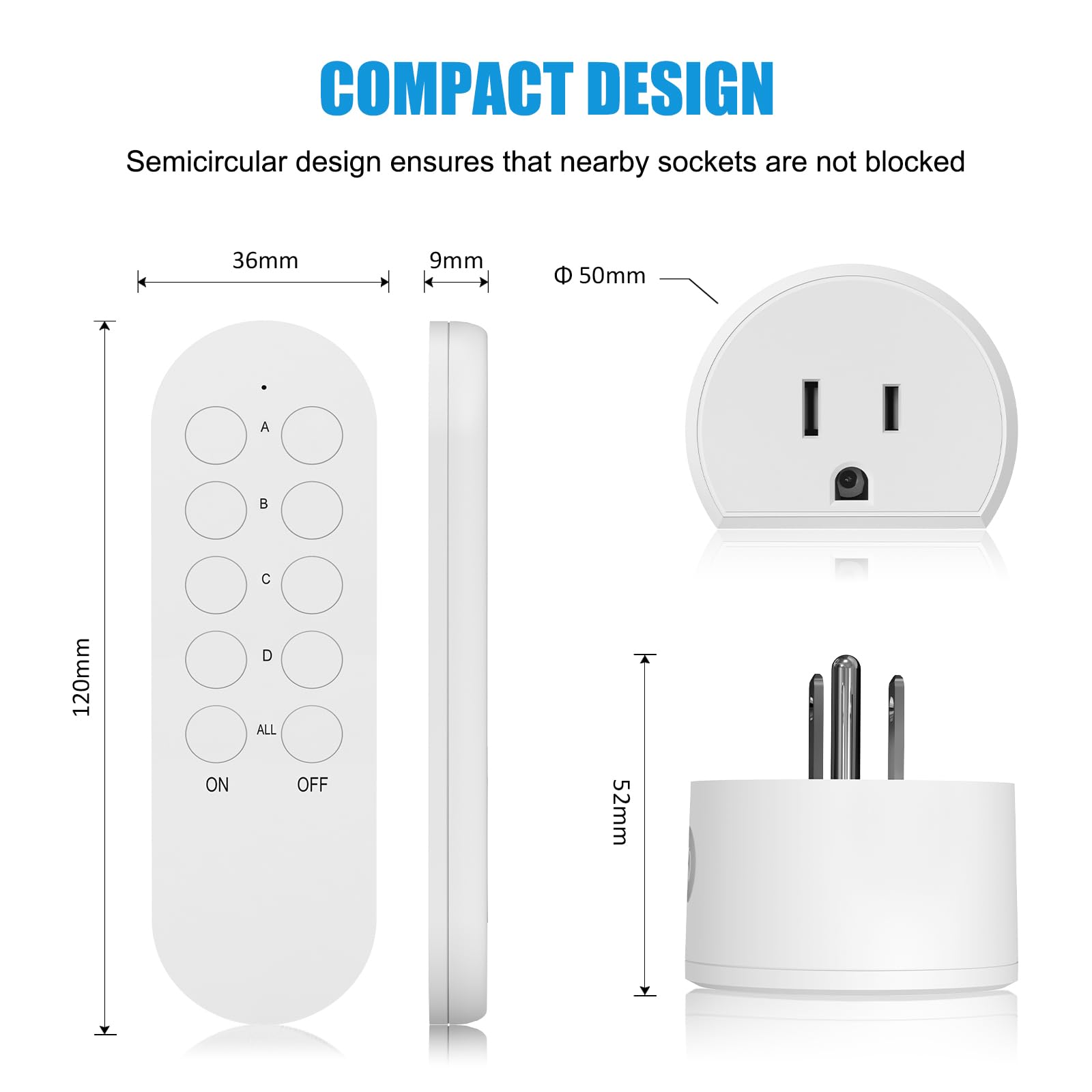 SURNICE Remote Control Outlet 10A Wireless Light Switch for Household Appliances 130 FT Range Smart Plug with Remote — view 7