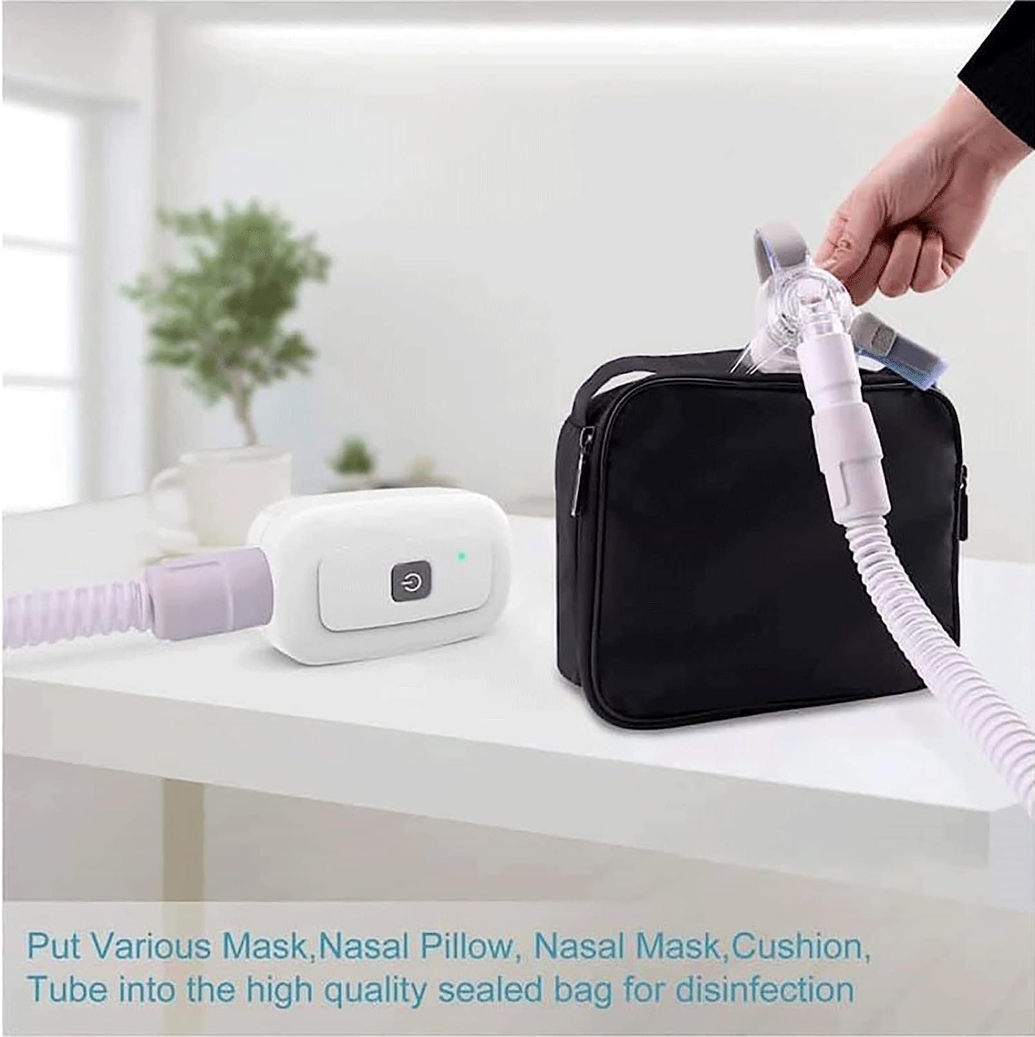 Limpiador Y Esterilizador CPAP, Máquina De Limpieza CPAP Profesional For Mascarilla CPAP, Herramienta De Desinfección Y Desinfección De Respiradores con Ozono Y Adaptador