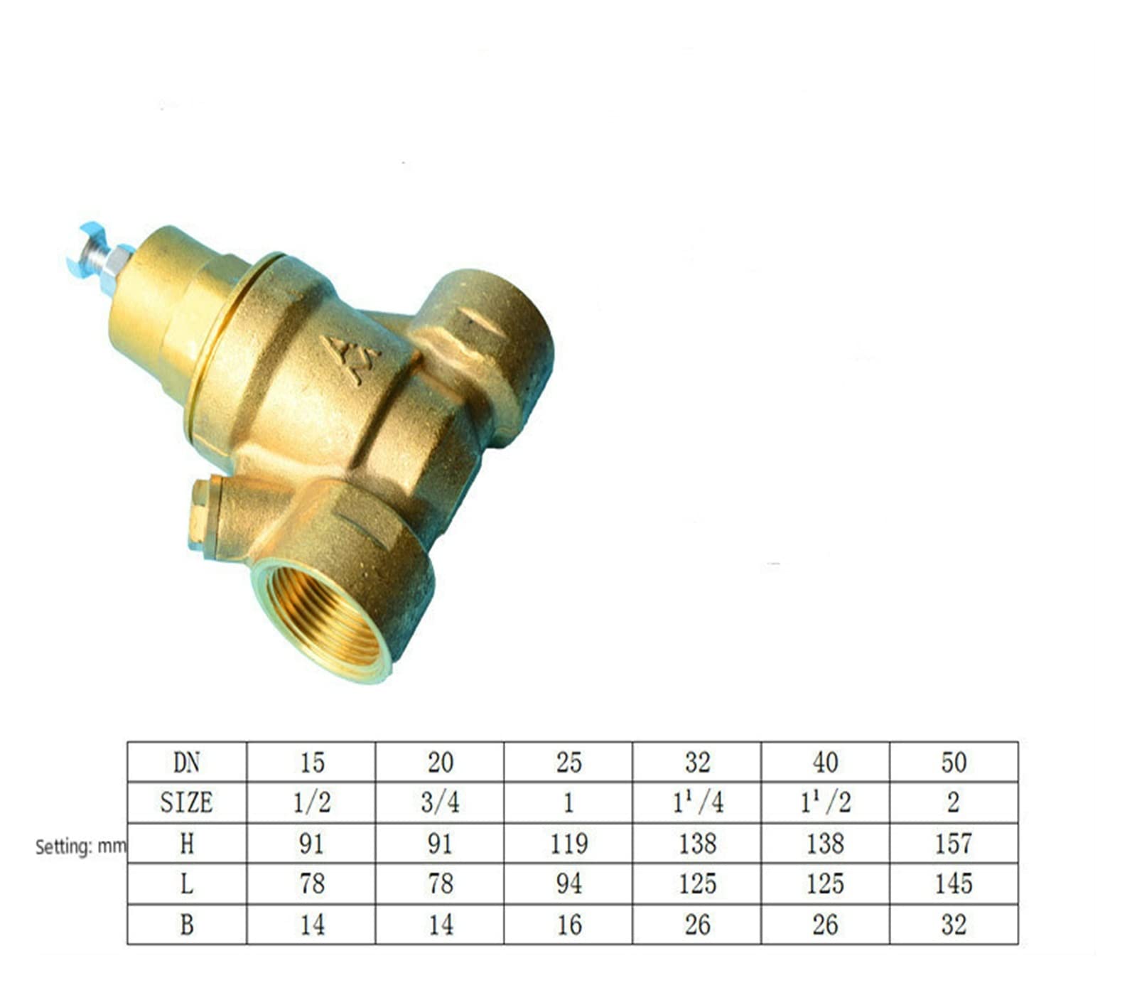 Regulador de latón Válvula reductora de presión de agua del grifo Regulador de presión de agua de latón DN15-DN50 Válvulas Eléctricas (Size : DN50)