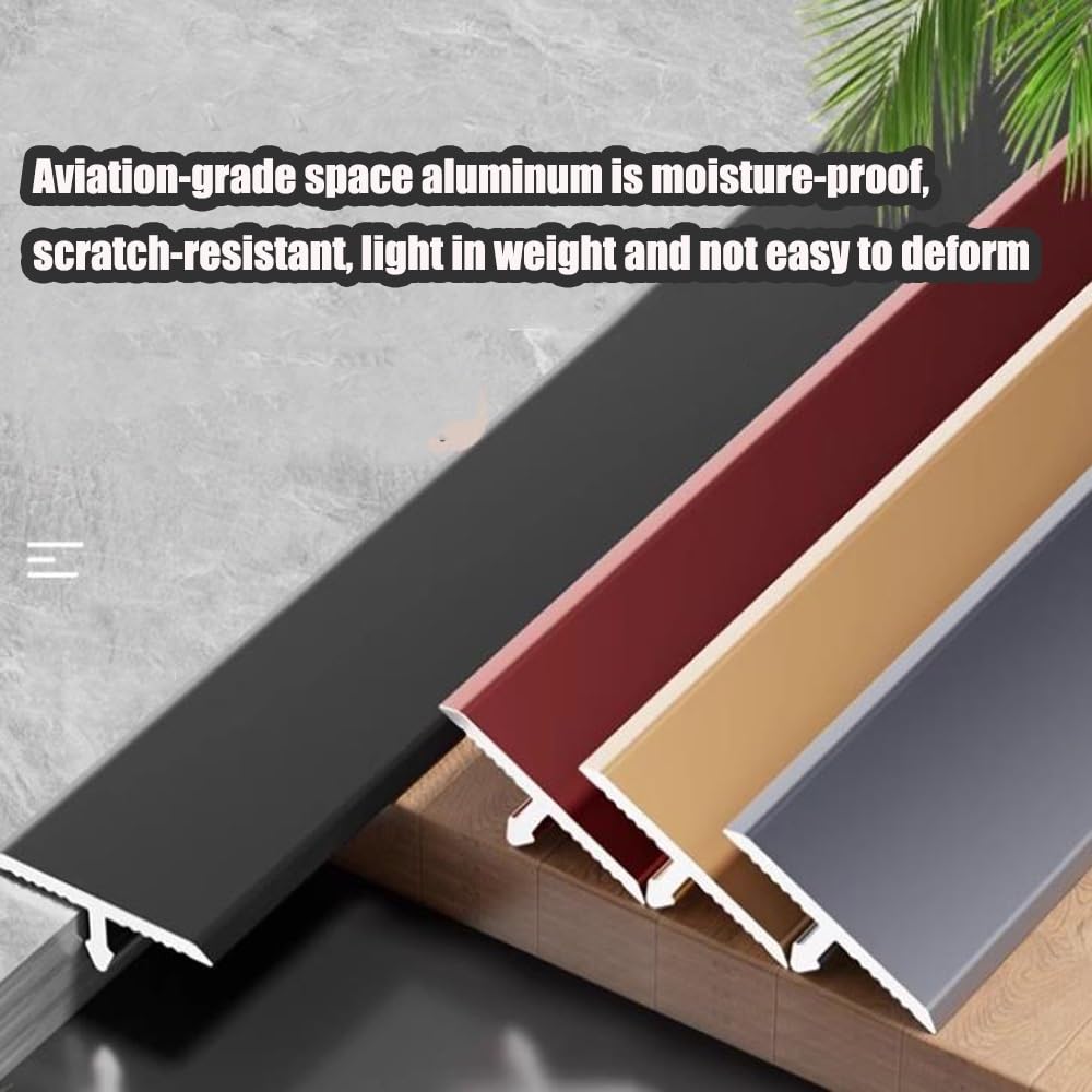 Bande de transition de couverture de joint de sol en aluminium moulé en T, garniture de bord de porte de 35,4 pouces, bande de séparation plate for joindre les espaces de sol(Gold,4cm/1.5in)