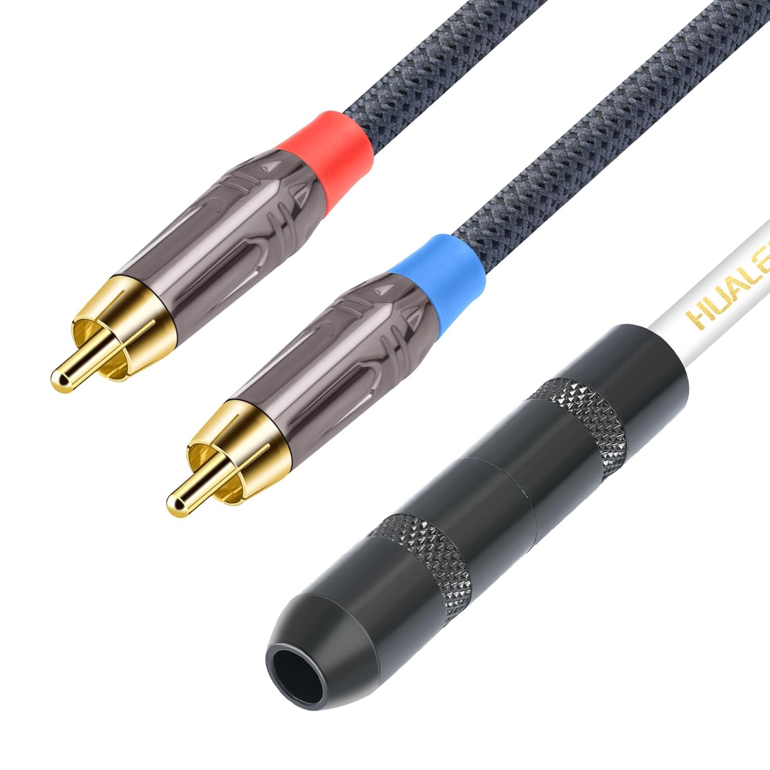Male RCA to 1/4 Female Stereo Audio Splitter Cable;6.35mm Female to 2 RCA Male Audio Cable-1Feet