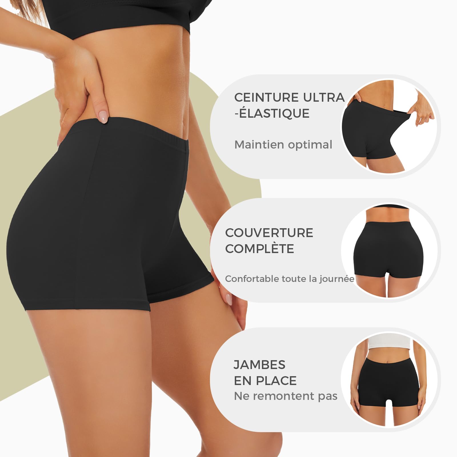 SIHOHAN Boxer Femme Coton Shorty Anti Frottement Cuisse Femme Culottes