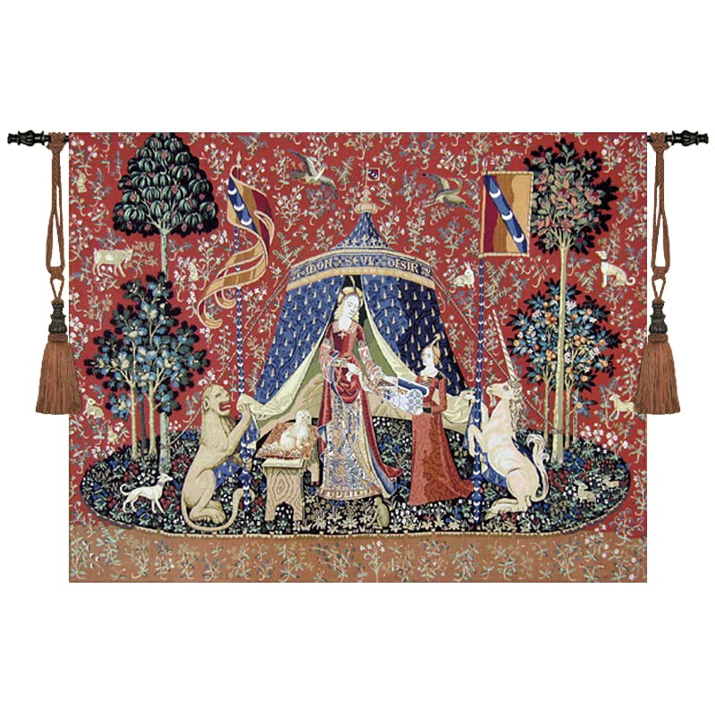 Artsence Tapestry Large DESIRE The Lady & Unicorn Medieval Tapestry Wall Hanging Jacquard Weave Size 55"x46"