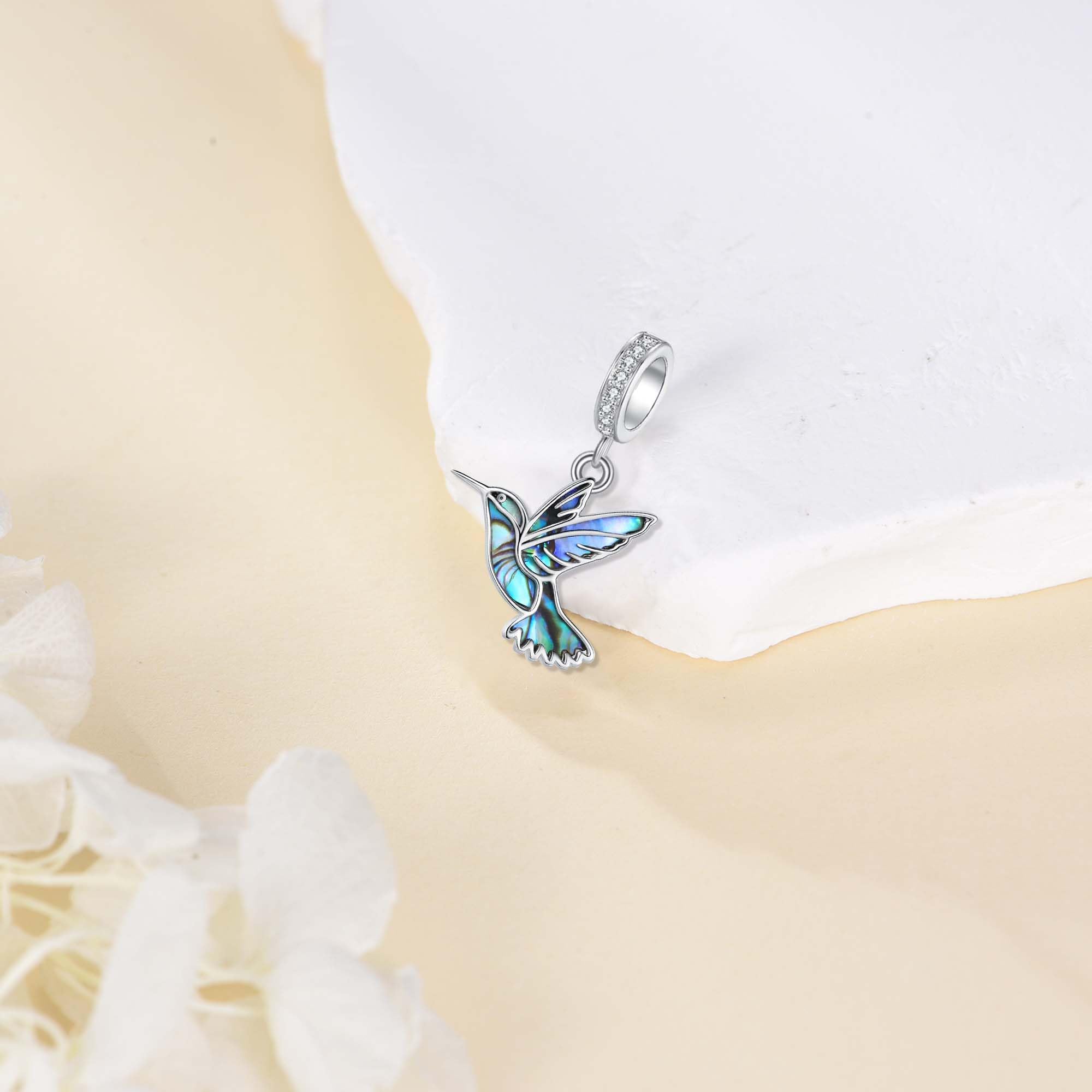 DAYLINLOVE Kolibri Charm S925 Sterling Silber Kolibri Perlen Geschenke Süßer Vogel Schmuck für Frauen Kolibriliebhaber