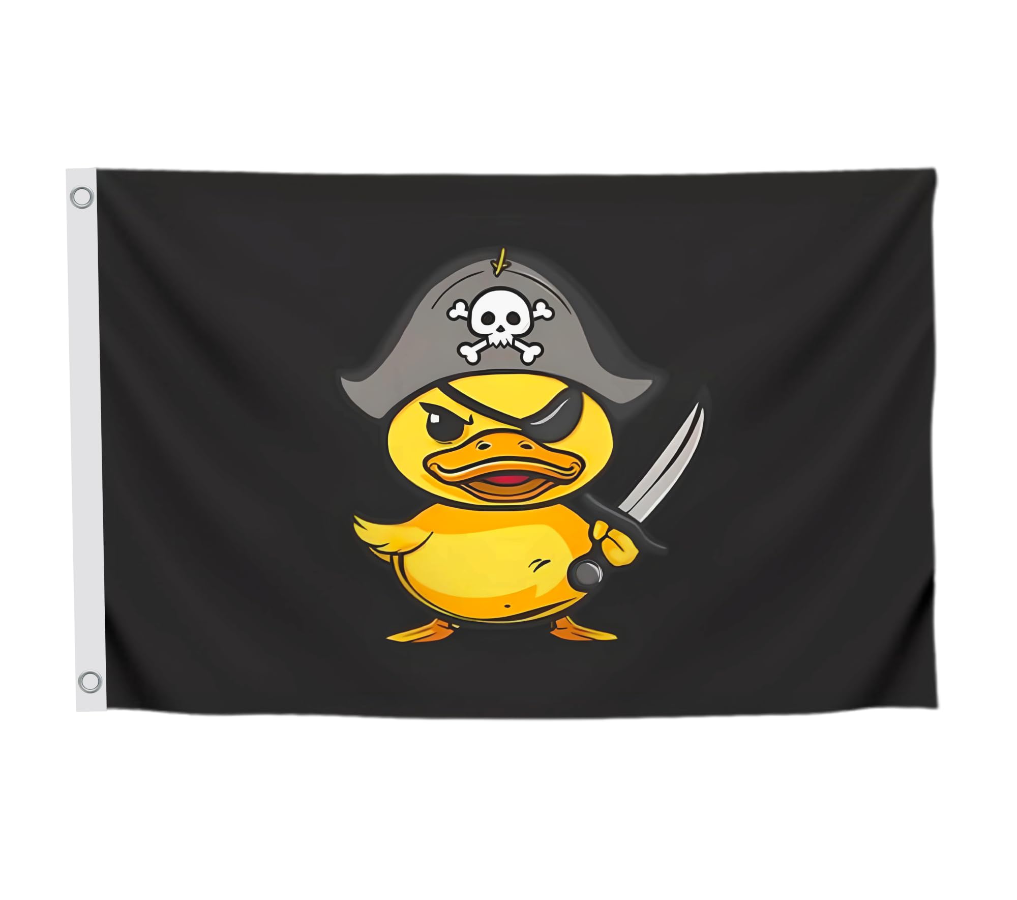 3x5 Feet Pirate Rubber Duck Polyester Flag with Two Brass Grommets - Outside Garden Yard Banner Viking Flag Outdoor Single Sided - Funny College Banners Dorm Decorations for Teen Boys Girls Men