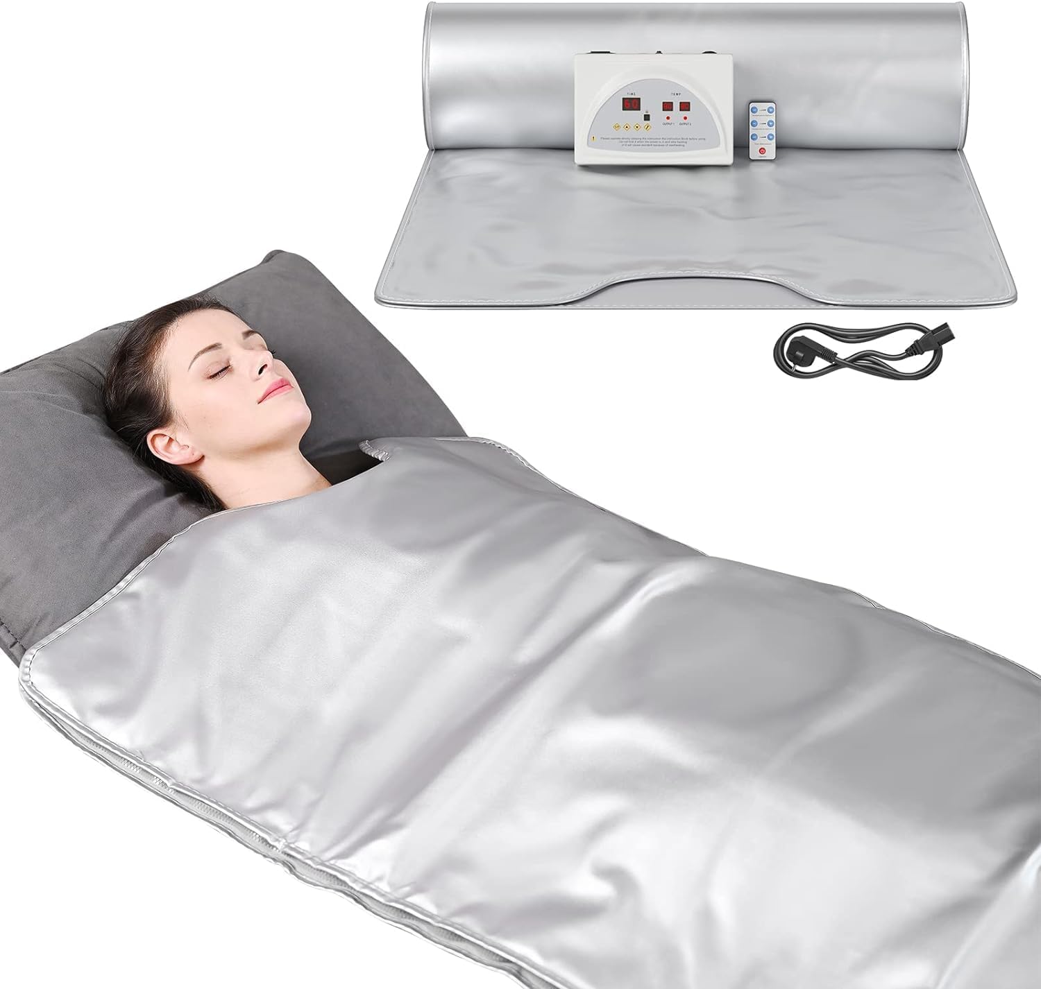 R A Products Sauna Blanket Portable Far Infrared Sauna Heating Blanket Detox Heat Blanket for Home Professional Salon Beauty Use Heat Blanket Full Body 2 parts Far IR Blanket-image-30