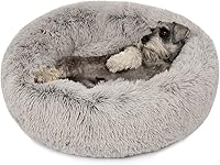 Vista 29 de Friends Forever Serena Donut - Cama ortopédica de espuma viscoelástica para perro, sofá ovalado de piel sintética suave para gato de interior, felpa