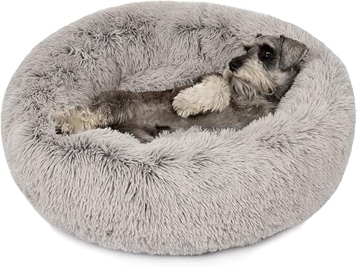 Miniatura 27 de Friends Forever Cama para perros en forma de dona, de piel sintética, mullida, relajante, para perros pequeños, suave y afelpada, antiansiedad, sofá