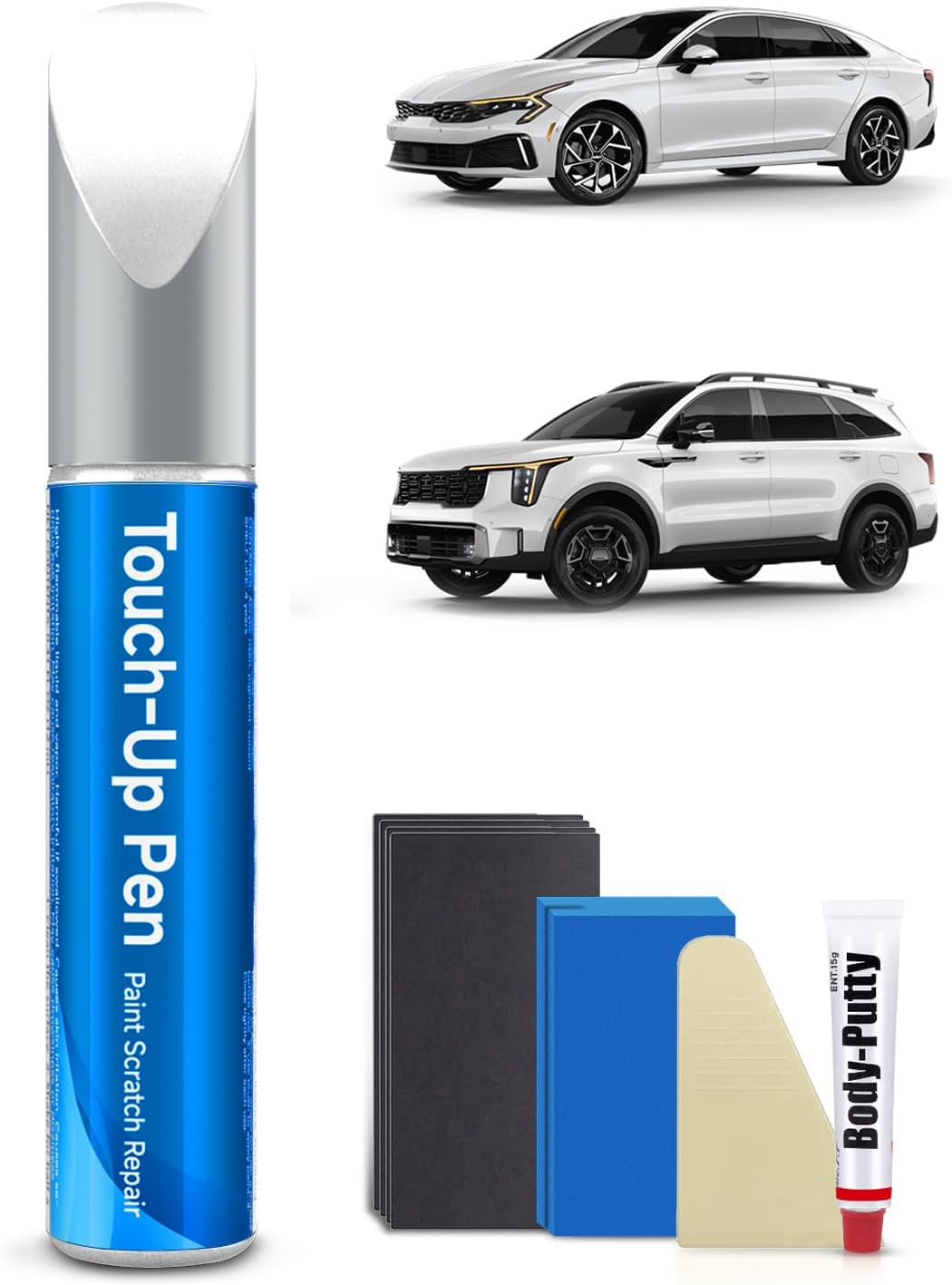 GWP Glacial White Pearl Tricoat Touch Up Paint Kit Compatible with Kia Exact Match Car Scratch Repair Touch Up Paint Kit