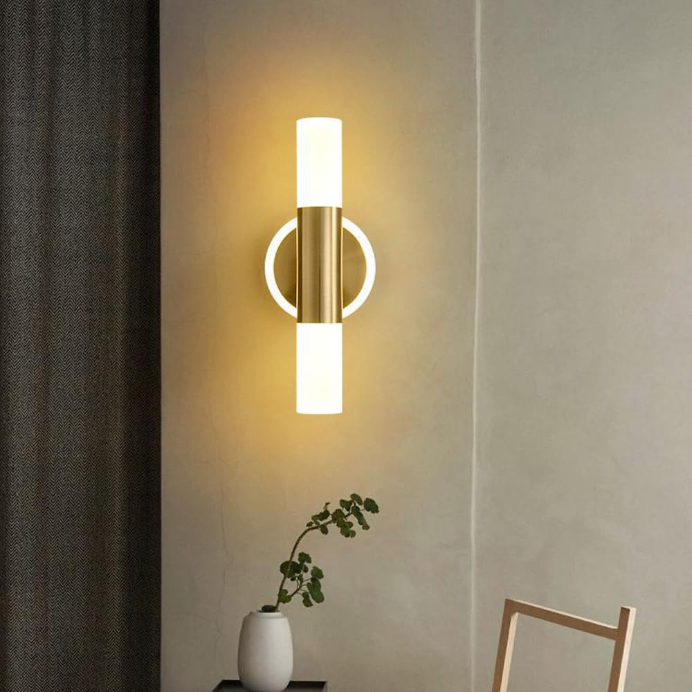 Kinkiety ścienne do wnętrz w kolorze złotym 2 długie cylindryczne światła łazienkowe toaletka nowoczesna liniowa lampa LED do szafki nocnej sypialni salonu przedpokoju