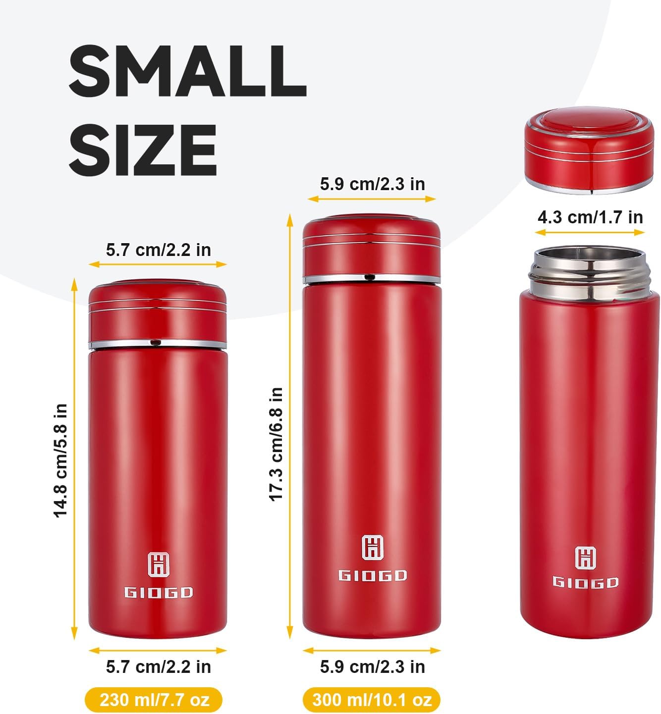 Small Thermo Bottle Mini Vacuum Insulated Water Bottle 230ml/7.7oz Metal Water Flask Stainless Steel Thermal Water Bottles Thermo for Hot and Cold Drinks for Purse Handbag Pocket (Red)