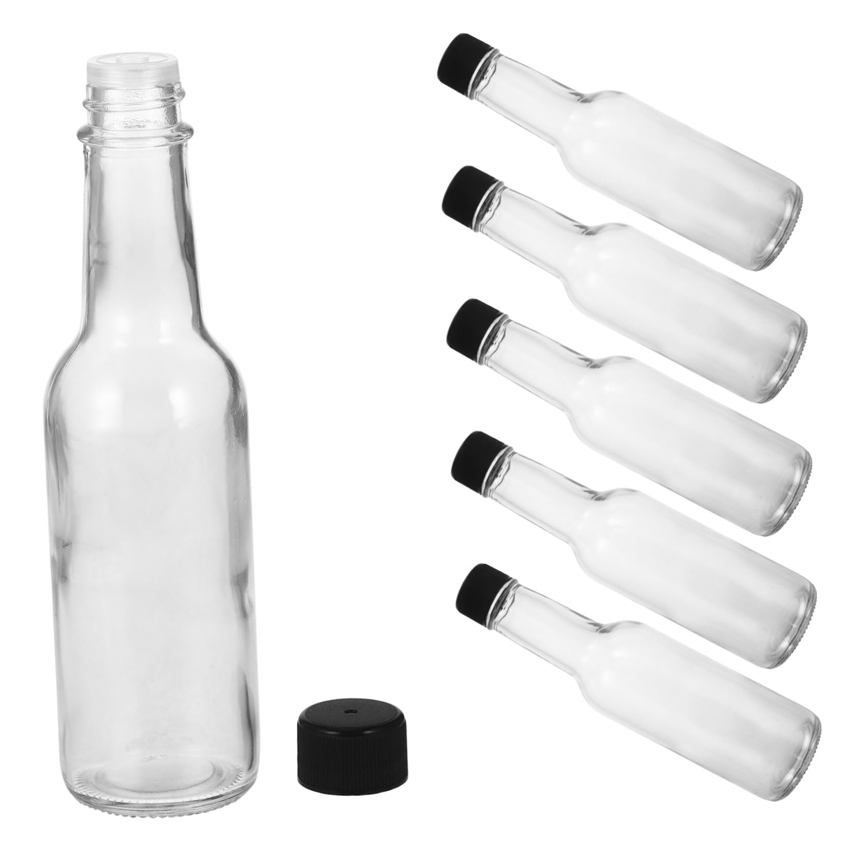 NUOBESTY Juego de 6 Botellas de Vidrio para Condimentos Tapa Segura de 150ml, Ideales para Salsa de Curry y Ketchup en Uso Doméstico o Comercial