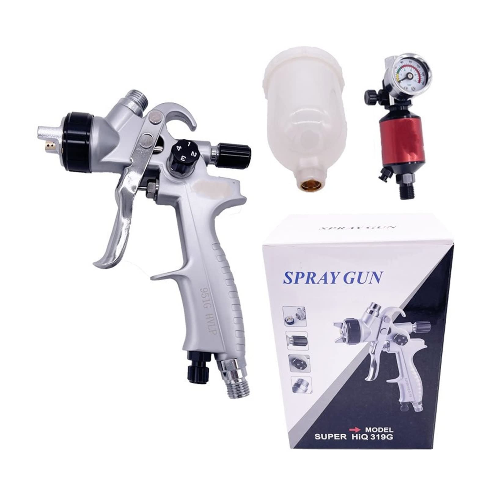 Boquilla Bomba de Engrase Pistolas de Pintura con Boquilla de 1,3 MM, Pistolas pulverizadoras industriales de Alta atomización con aerógrafo 959G Bomba de Engrase(Mini 0.8MM)