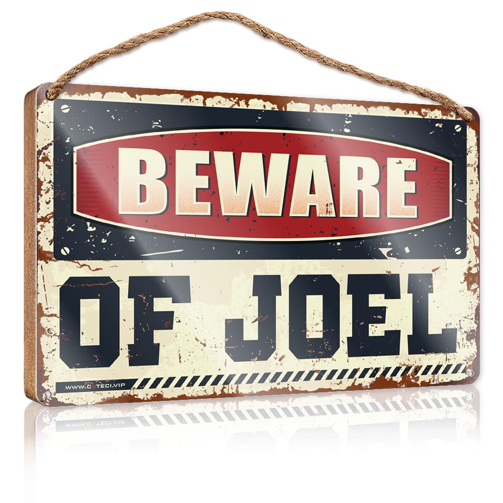 FZFN Winter Door Sign Beware Of Joel Wooden Sign Room Decor For Men Wood Sign With Sayings(15X28CM)