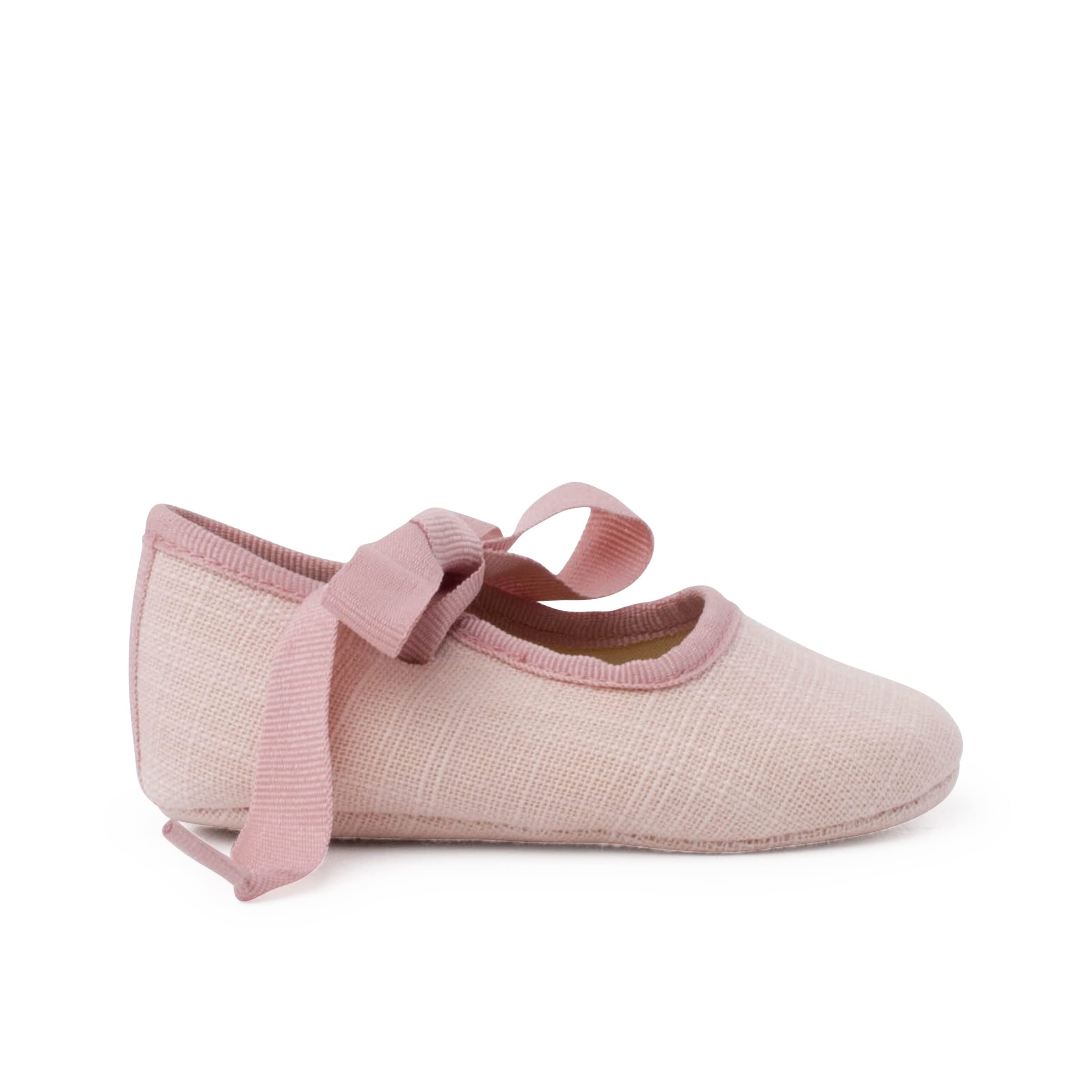 Pisamonas Ballerine con Cinturino Neonata in Lino con Fiocco Faglia
