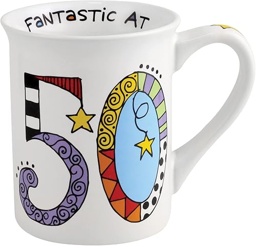 Enesco Our Name is Mud Cuppa Doodles Birthday Fantastic at 50 Taza de café, 16 onzas, color blanco