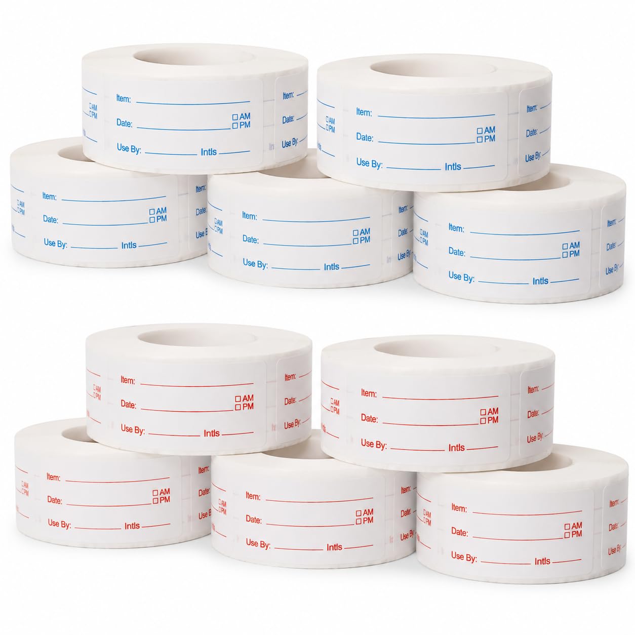 10 Rollen 5000 Stück Datumsetiketten für Lebensmittel, 1 x 5,1 cm abnehmbare Lebensmittelaufkleber, Gefrieretikett, einfach abziehbar, Lebensmitteletiketten, Aufkleber für Lebensmittel