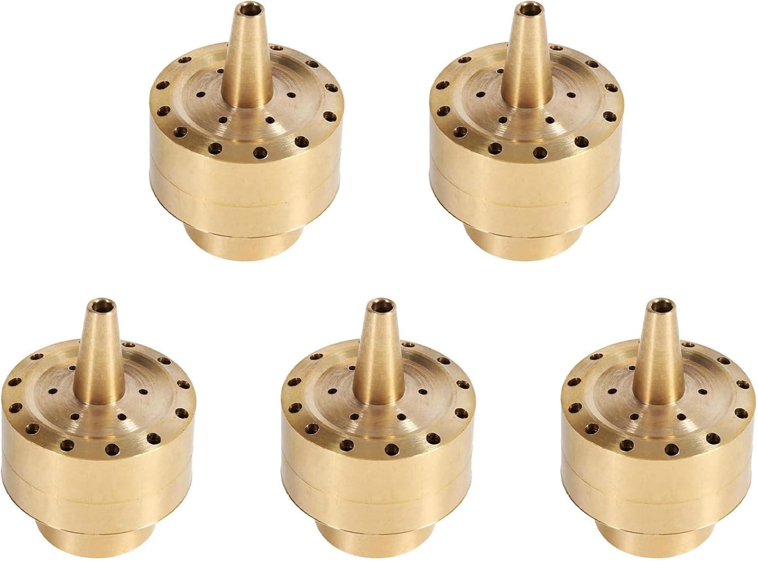 5X Fountain Nozzle Heads,Brass Column Multi Direction Jet Pond Fountain Water Sprinkler Head Garden(3/4 Inch)