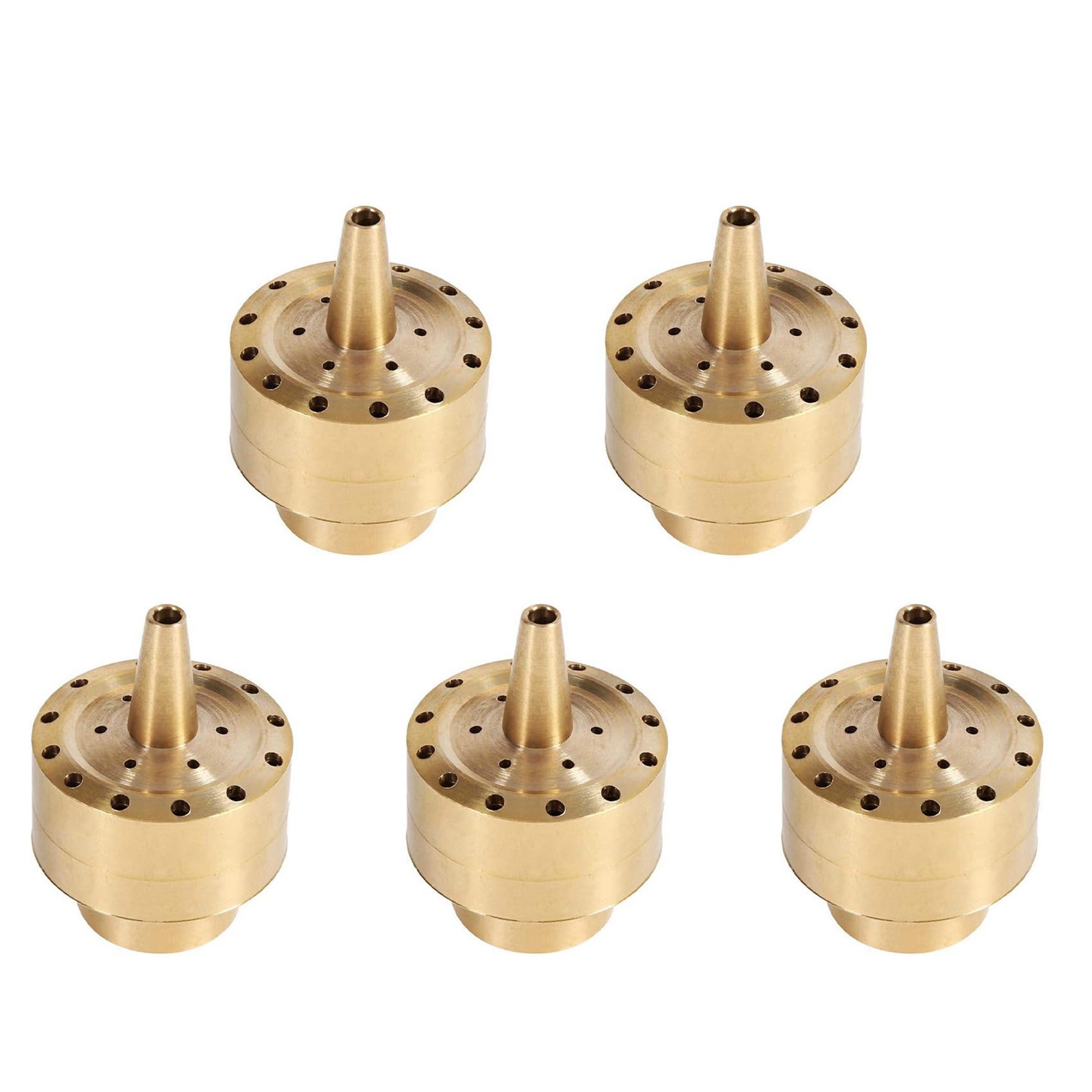Hndhbfgrt 5X Fountain Nozzle Heads,Brass Column Multi Direction Jet Pond Fountain Water Sprinkler Head Garden(3/4 Inch)