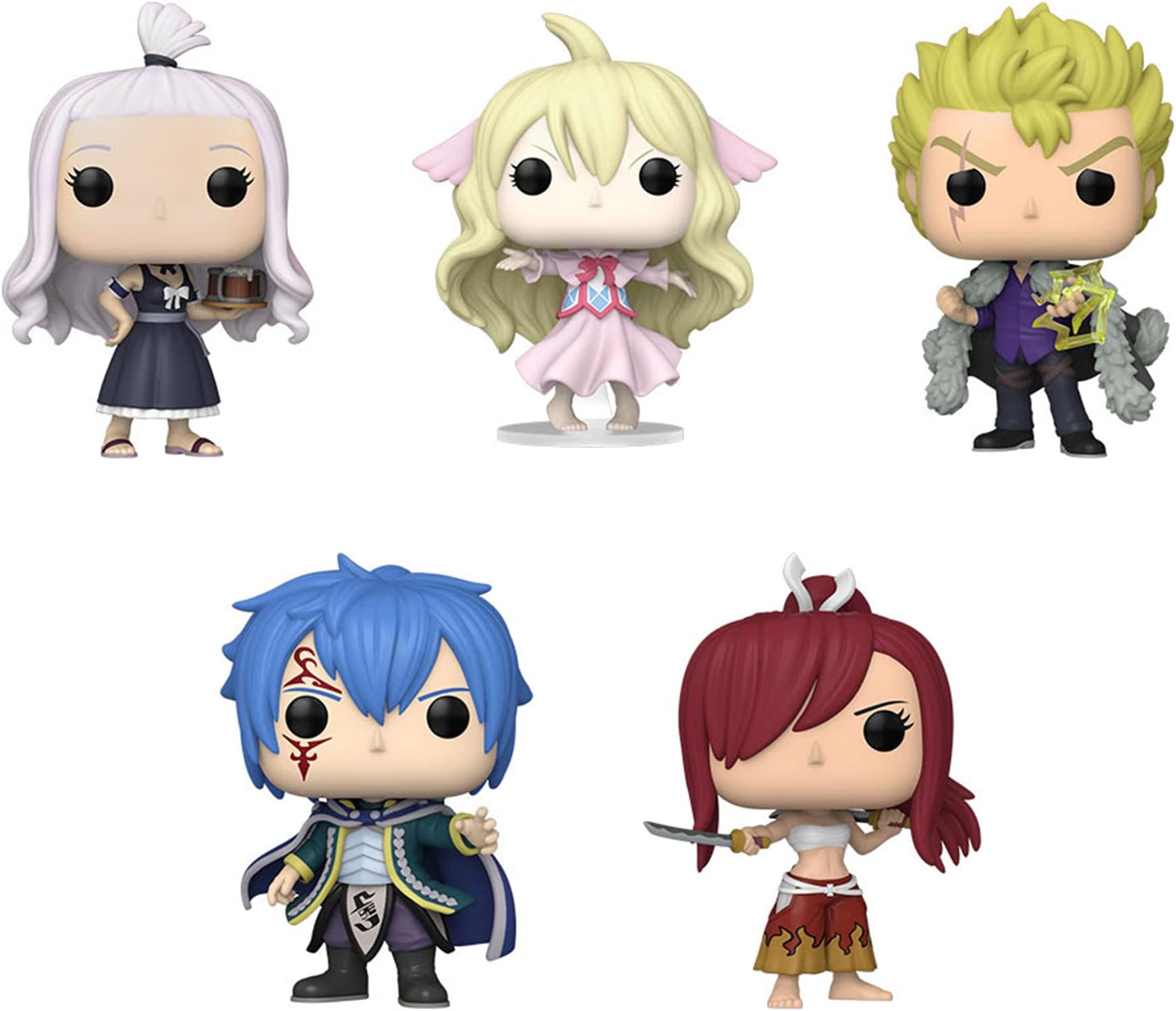 Funko Pop! Fairy Tail Set of 5 - Erza Scarlet, Jellal Fernandes, Laxus Dreyar, Mavis Vermillion and Mirajane Strauss