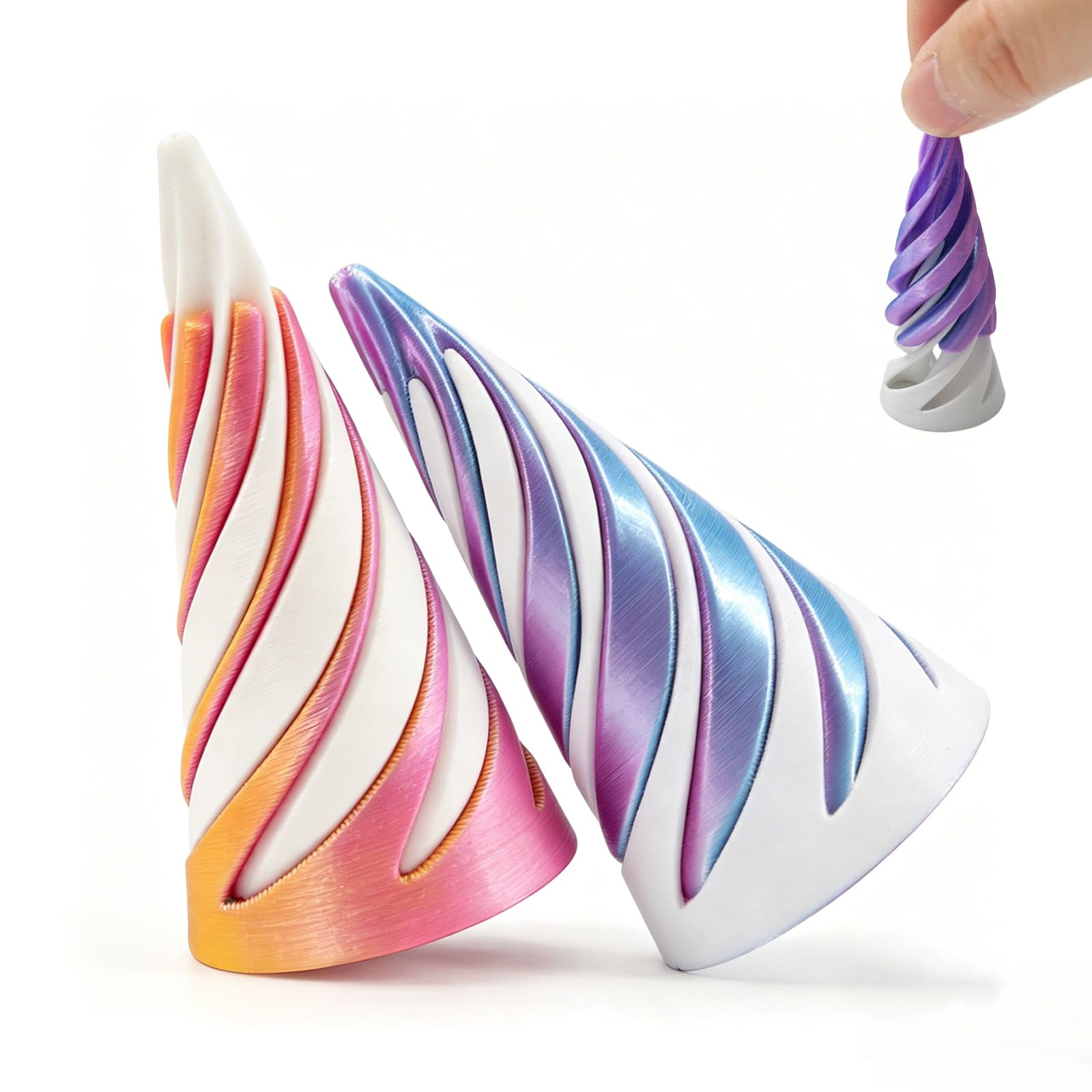 Photo 1 of 2 PCS Impossible Cone Spiral Cone Fidgets, 3D Printed Impossible Pyramid Passthrough Sculpture Optical Illusion, Desk Toy for Anxiety Relief, Office Workers Novelty Gifts