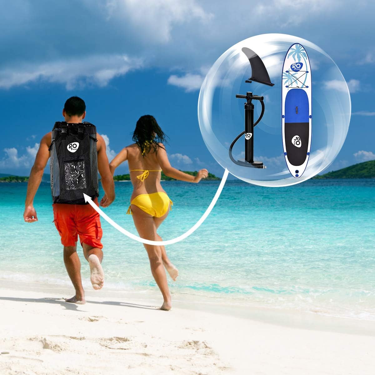 Goplus 10/11ft Inflatable Stand Up Paddle Board, 6 inch Thick Non-Slip Deck, with Free Premium SUP Accessories, Backpack, Adjustable Paddle, Dual-Action Pump, for Beginner and Professional
