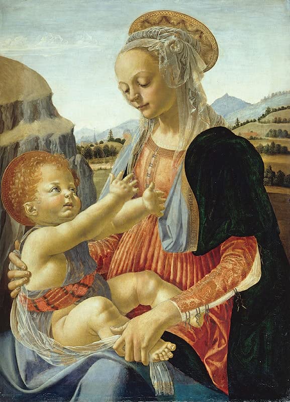 Peinture murale Dame à l'Enfant de Verrocchio, impression sur toile premium 60x90cm