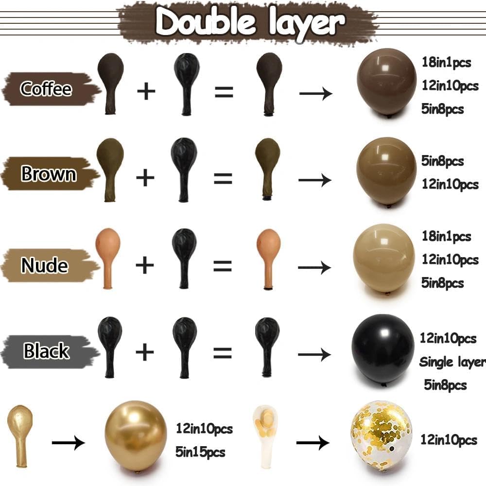 Brown Black Balloon Arch Double Stuffed Cheetah Birthday Balloon Garland Kit Coffee Tan Nude Gold Balloons for Cheetah Leopard Print Birthday Animal Jungle Neutral Baby Shower Wedding Wild Party Decor