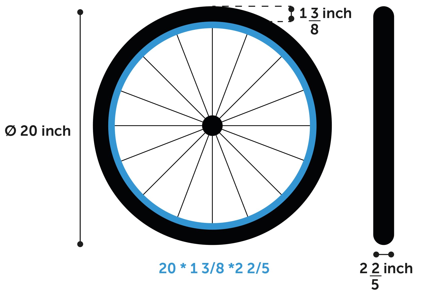 Roue DE Rechange REMORQUE DE Velo REMCO 51CM/20INCH