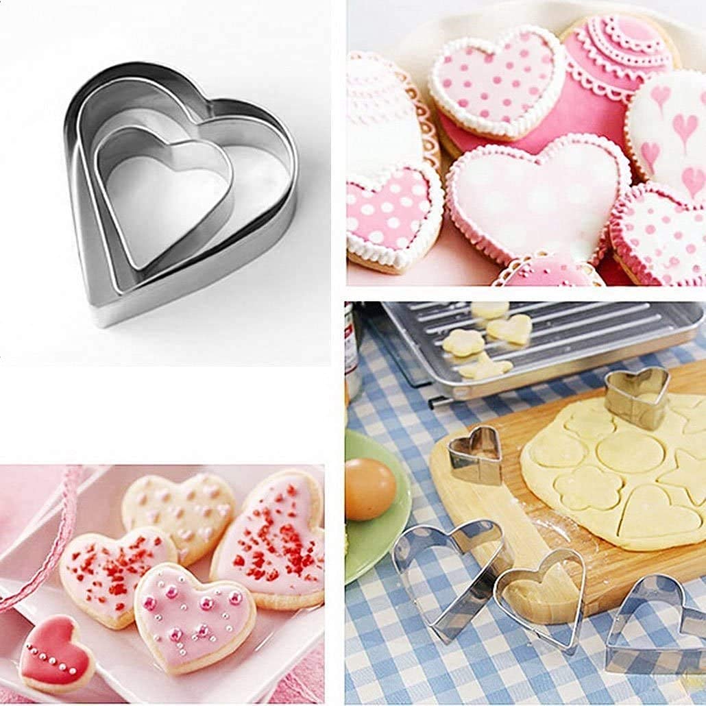 Glitzn 12 Pieces Cookie Cutter Stainless Steel Cookie Cutter with Different Shape with Dough Press Dumpling Samosa Modak Gujiya Pie Mould Maker, Non-Stick Bakeware 3