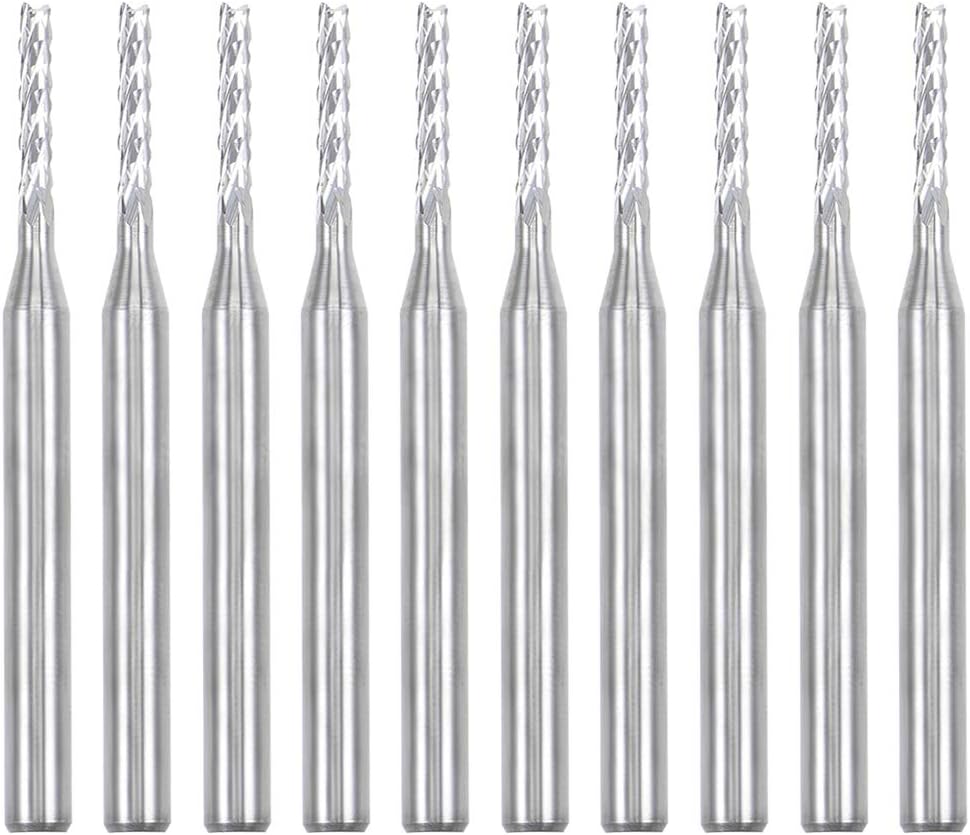 uxcell 10Pcs 1.6mm Carbide End Mill Engraving Milling Cutter CNC Router Bits for PCB Machine, 1/8" Shank
