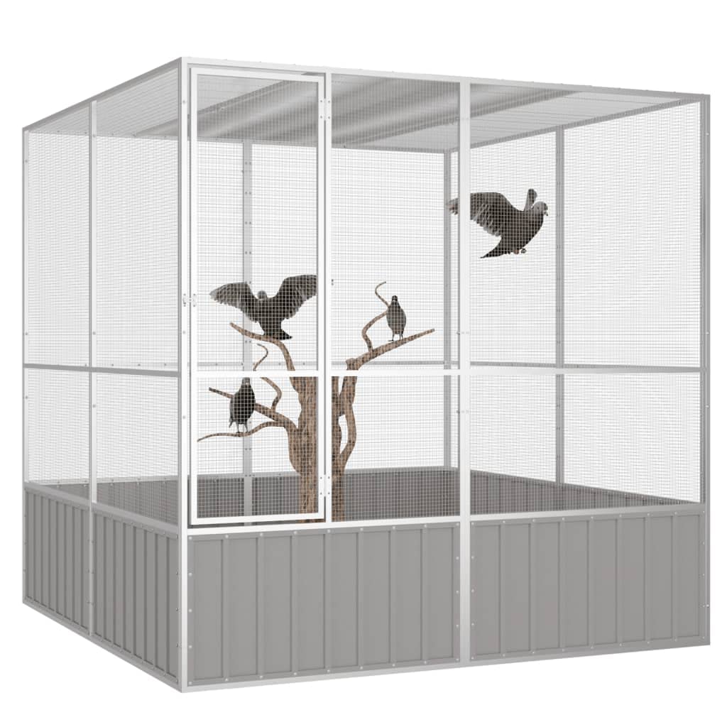 vidaXL Jaula de Pájaros Aves Pajareras Palomas Casita Acero Galvanizado Gris