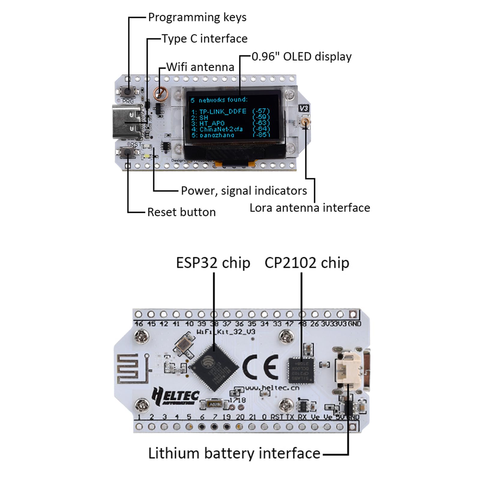 Diymore SX1262 LoRa V3 ESP32 LX7 dwurdzeniowy 2.4 cm niebieski Oled Bluetooth, zestaw Wi-Fi typu C 32 moduły CP2012 płyta rozwojowa IOT 868MHZ-915MHz