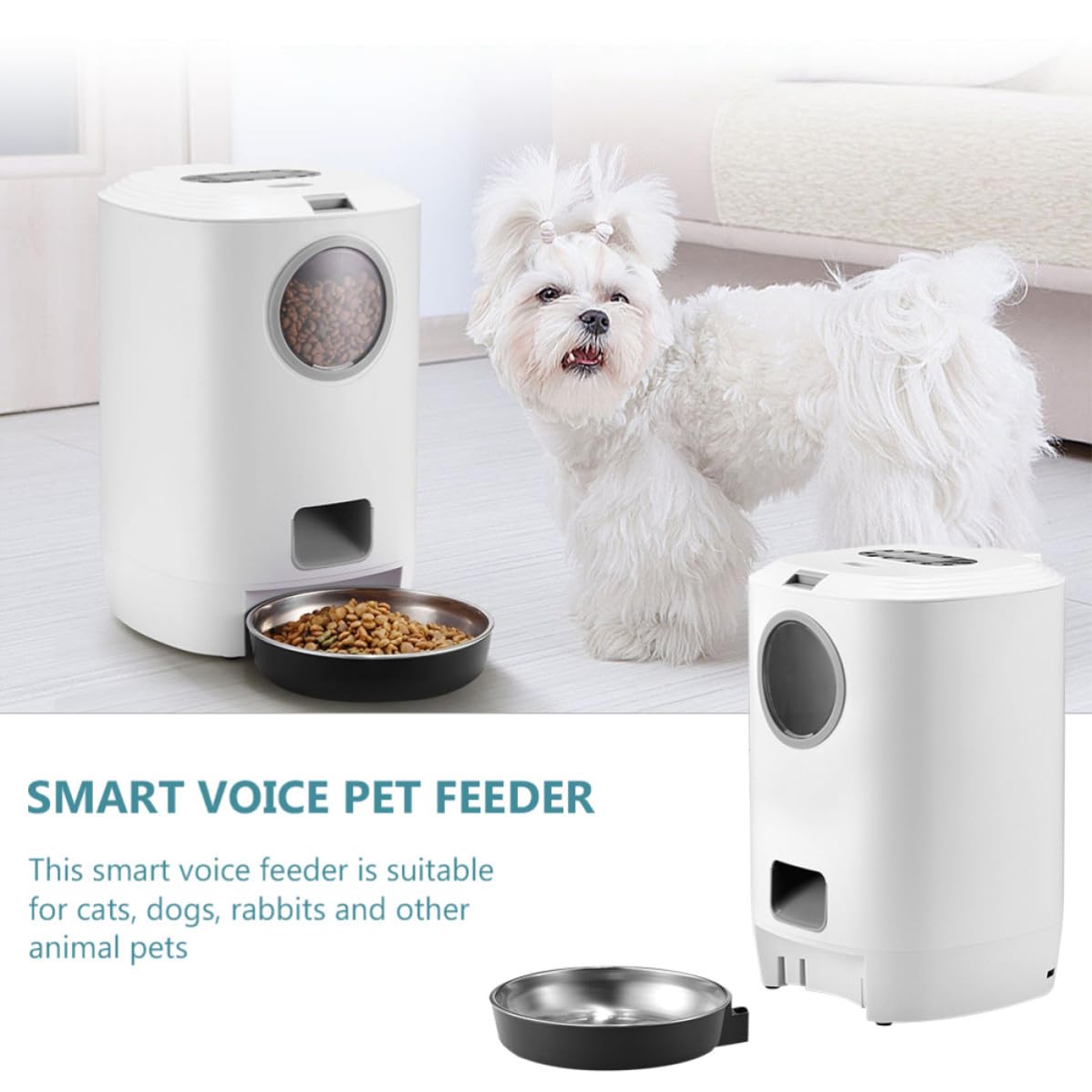 Alipis Comedero Automático para Perros y Gatos Capacidad de 4.5l, Diseño Desmontable y Carga USB, Dispensador Inteligente para Alimentación de Mascotas