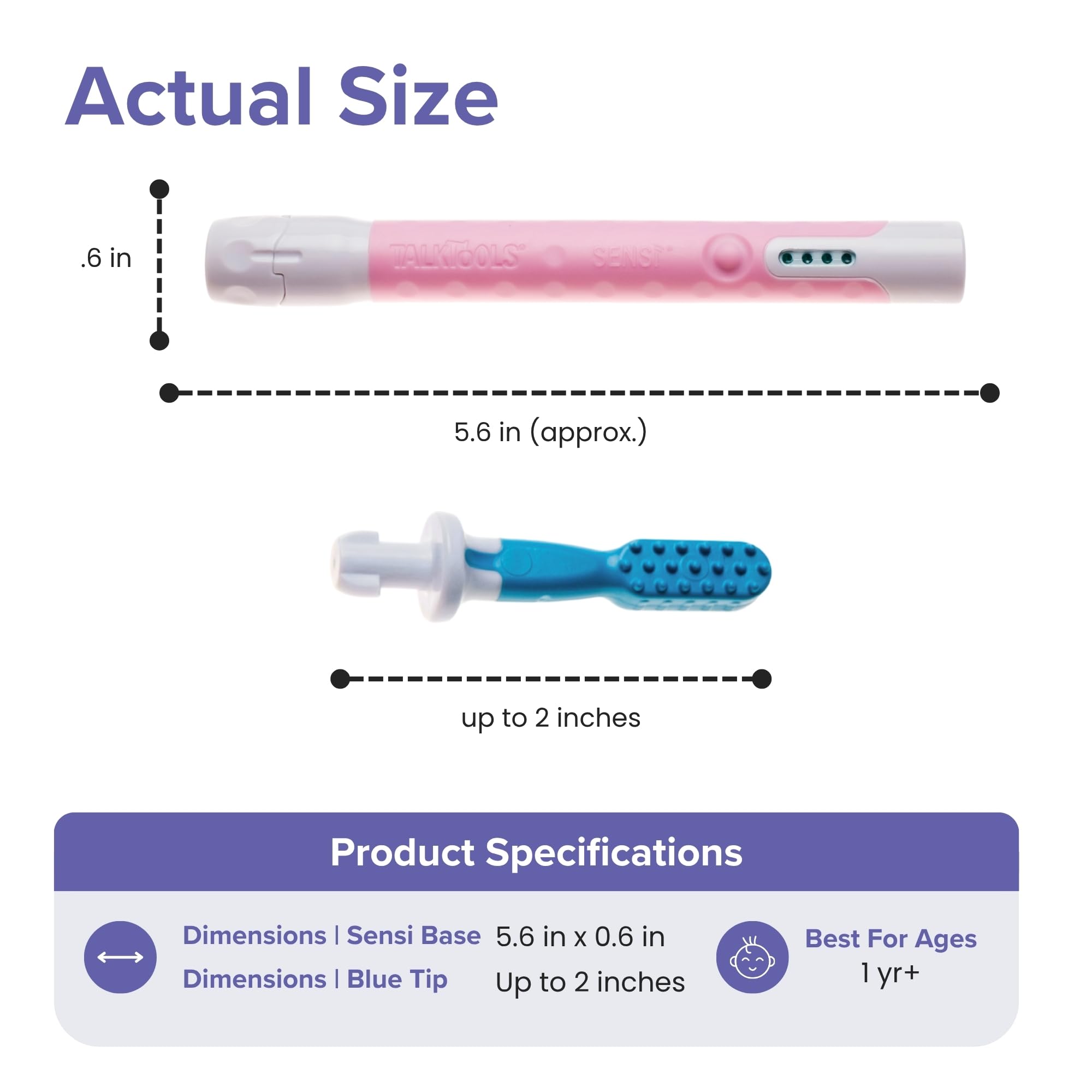 TalkTools Sensi Oral Motor Therapy Essential, outil de vibration sensorielle avec pointe texturée à mâcher pour stimulation buccale, alimentation des enfants et des adultes, parole et développement