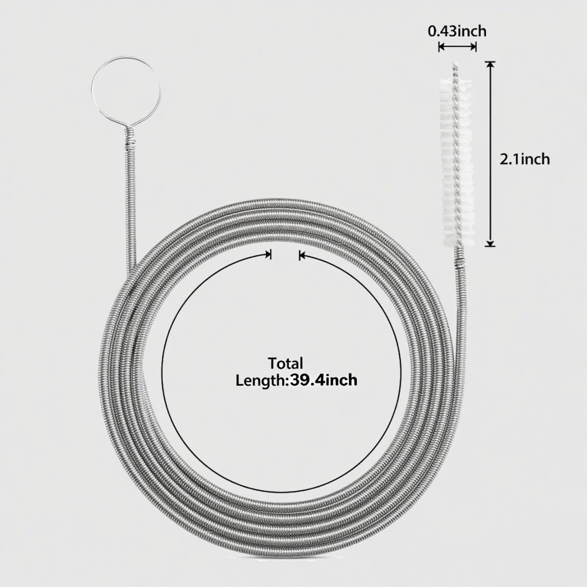 39.4-Inch Long Flexible Cleaning Steel Brush for Drains and Science Lab Tube