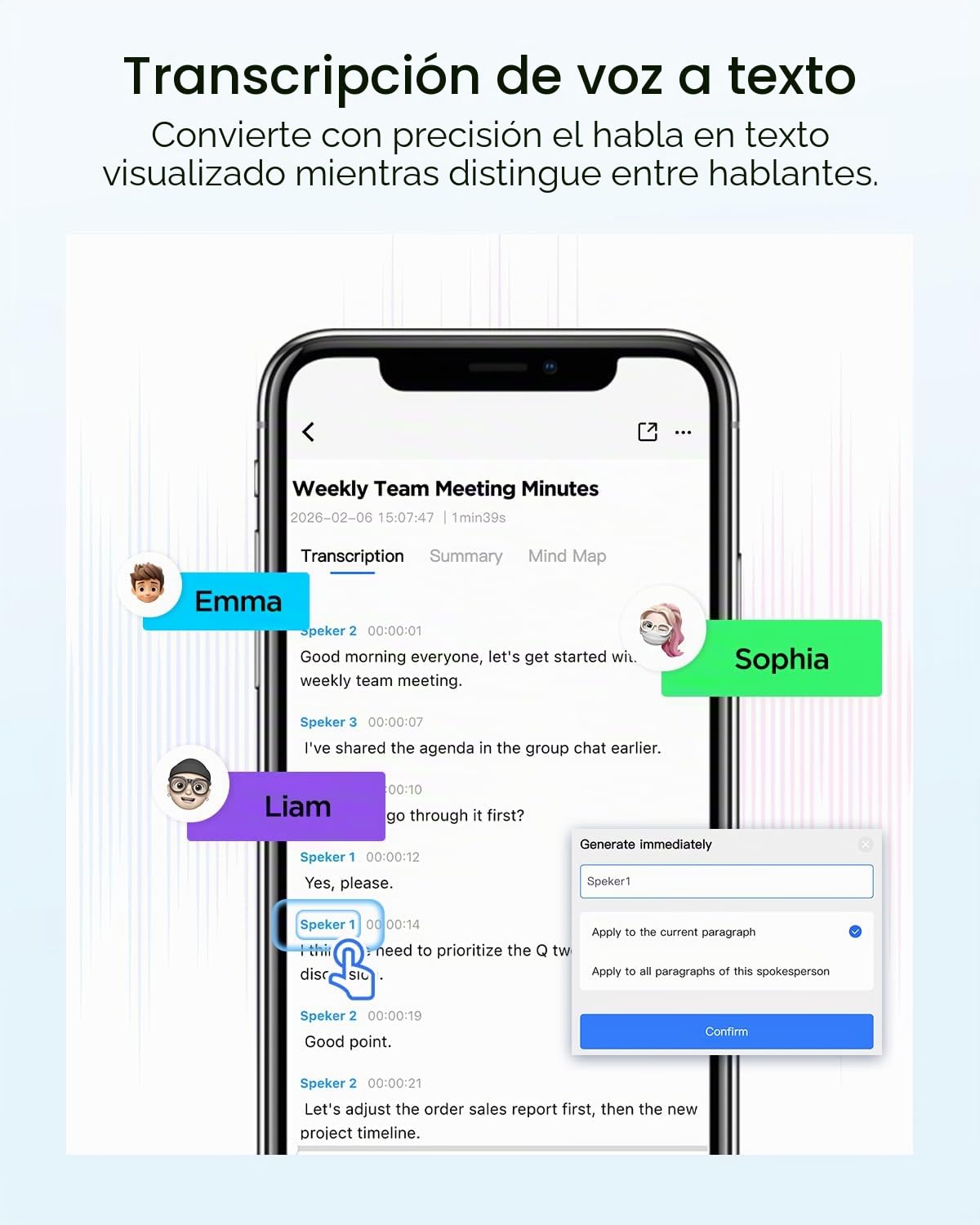 BOYA Notra - Grabadora de Voz AI, Captura de 3 Modos: Ambiente/Llamada telefónica/Bluetooth, transcripción de IA y Resumen Inteligente, Compatible con más de 140 Idiomas, Almacenamiento de 64 GB