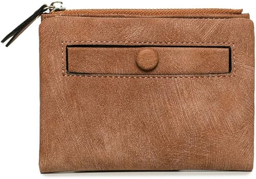 AOXONEL Cartera pequeña de cuero plegable para mujer, mini monedero con cremallera, bolsillo para tarjeta de identificación, delgado y compacto